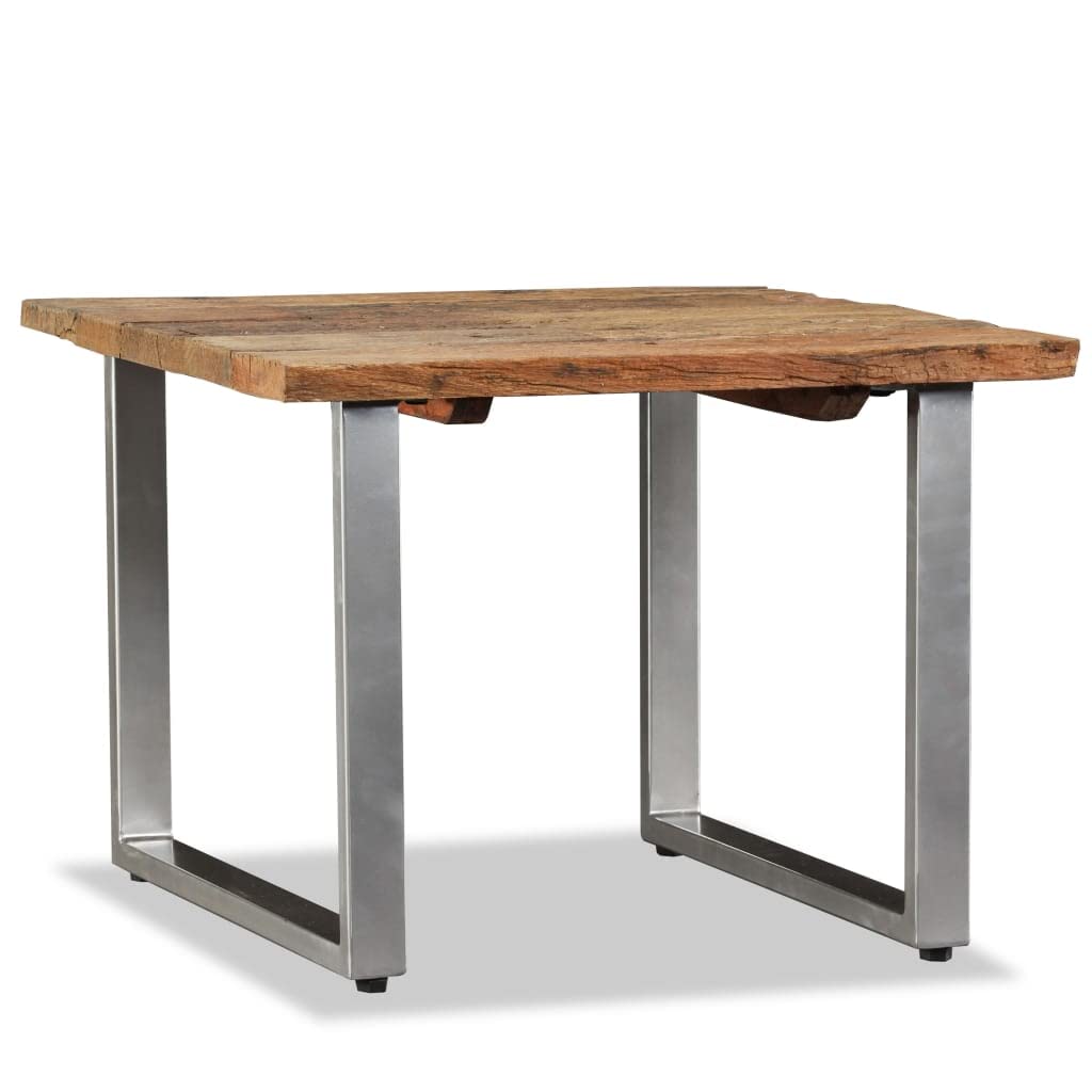 vidaXL Solid Reclaimed Wood Coffee Table 21.7"x21.7"x15.7" - Handcrafted, Vintage Industrial-Style, Easy-Assembly, Living Room Table with Wrought Iron Legs