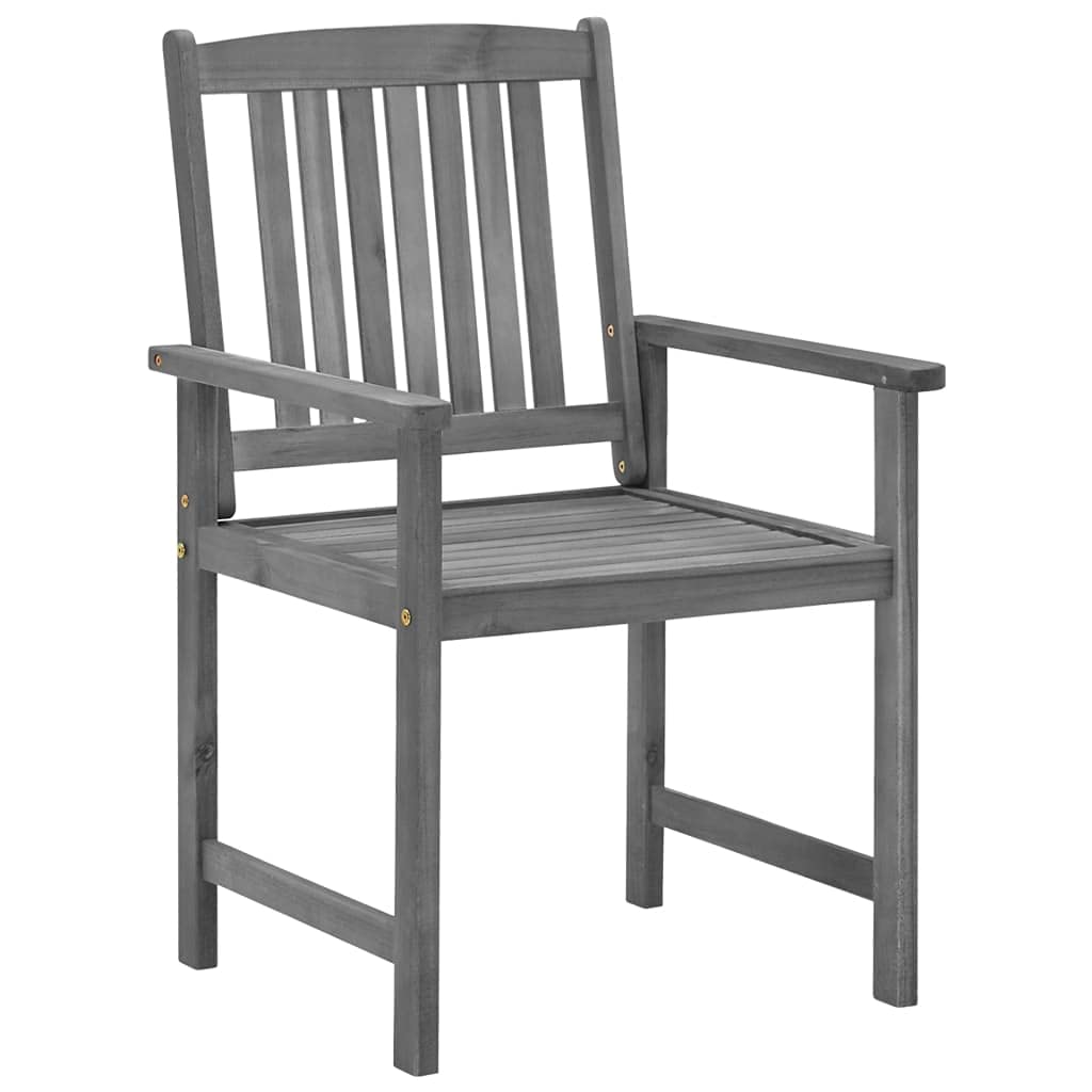 vidaXL Patio Chairs with Cream Cushions 4 pcs - Outdoor Furniture for Garden, Lawn or Deck - Solid Acacia Wood with Gray Wash Finish