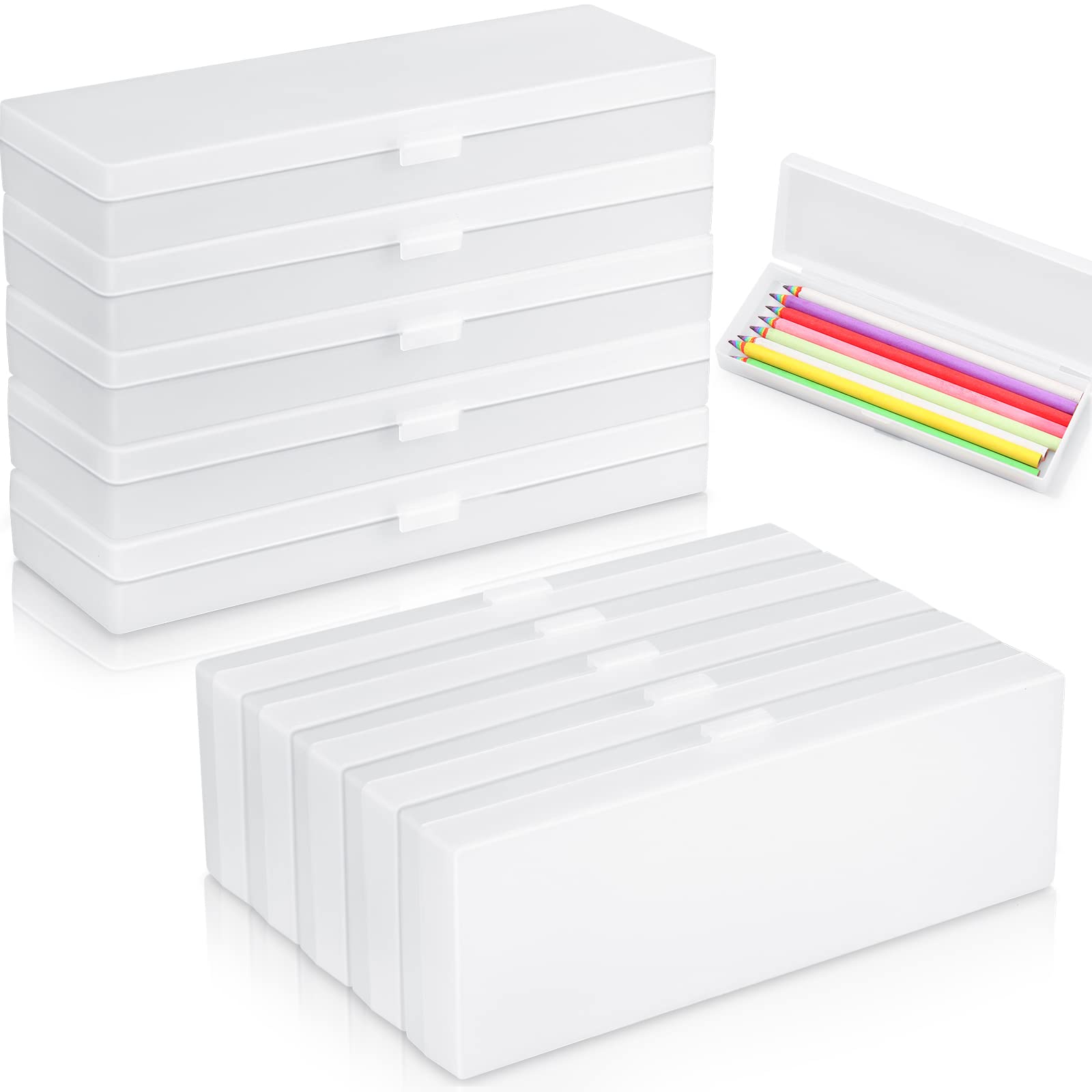 Yexiya 30 Pack 7.2 X 2.4 X 1 Inches Plastic Pencil Case Pencil Box Plastic Pencil Storage With Hinged Lid For Pencils Pens Crayo
