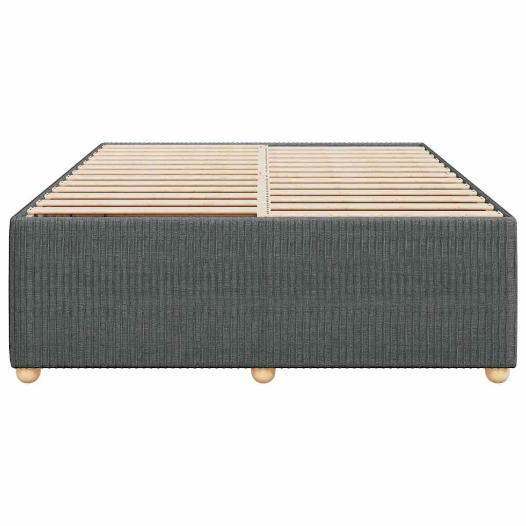 vidaXL Dark Gray Queen Upholstered Bed Frame, Slatted Mattress Base, Modern Bedroom Bedstead
