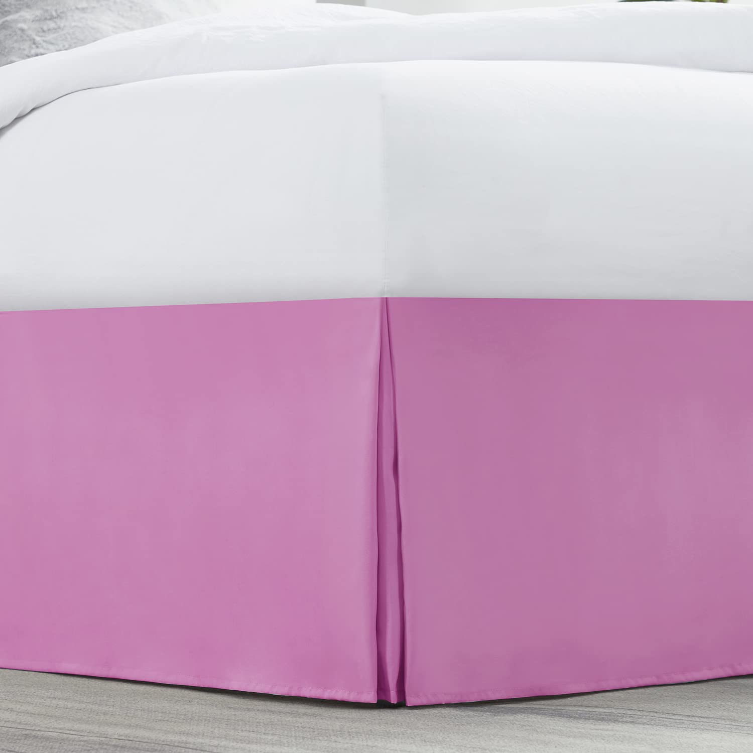 Nestl Light Pink Bed Skirt King Size - King Bed Skirt 14 Inch Drop - Brushed Microfiber Bed Skirts - Hotel Quality Pleated Bed Skirt - Shrinkage & Fade Resistant