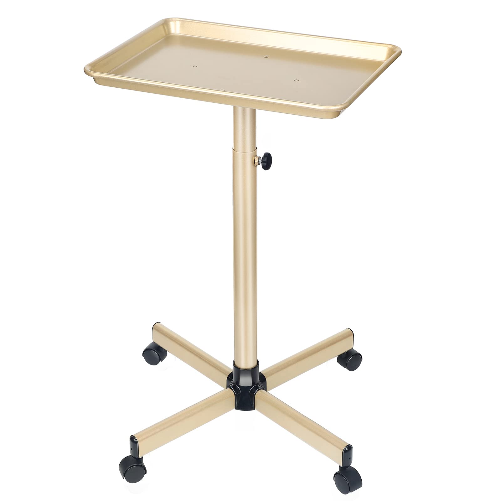 Salon Tray, Champagne Gold Salon Tray, Salon Tray Cart with Adjustable Height, Salon Tray on Wheels, Ideal Use As Tattoo Tray&De
