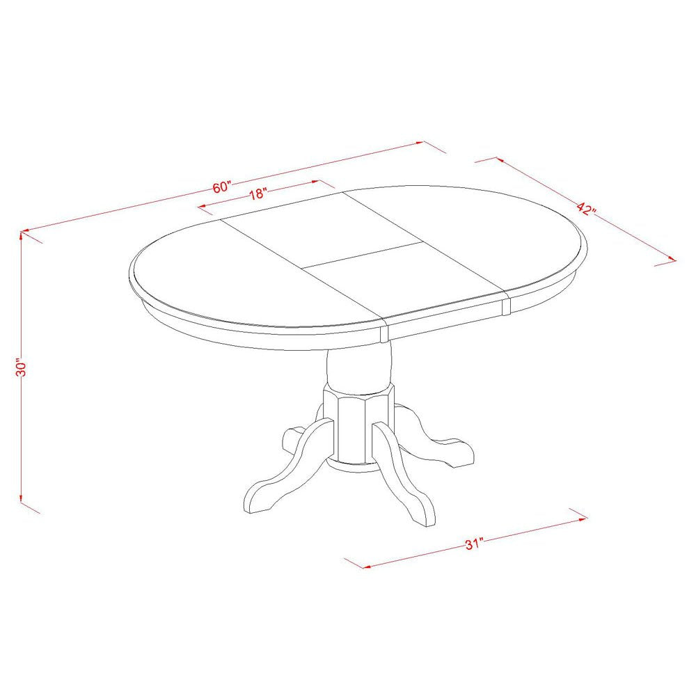 East West Furniture PONA5-SBR-W 5 Piece Dining Room Furniture Set Includes an Oval Kitchen Table with Butterfly Leaf and 4 Dining Chairs, 42x60 Inch, Saddle Brown