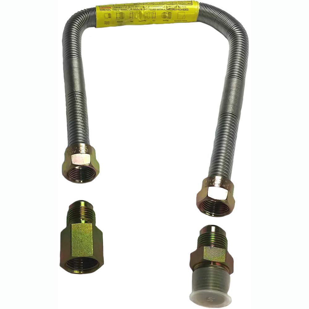 Midwest Hearth Whistle Free Gas Flex Line For Fire Pit And Fireplace - Stainless Steel (12' Long)