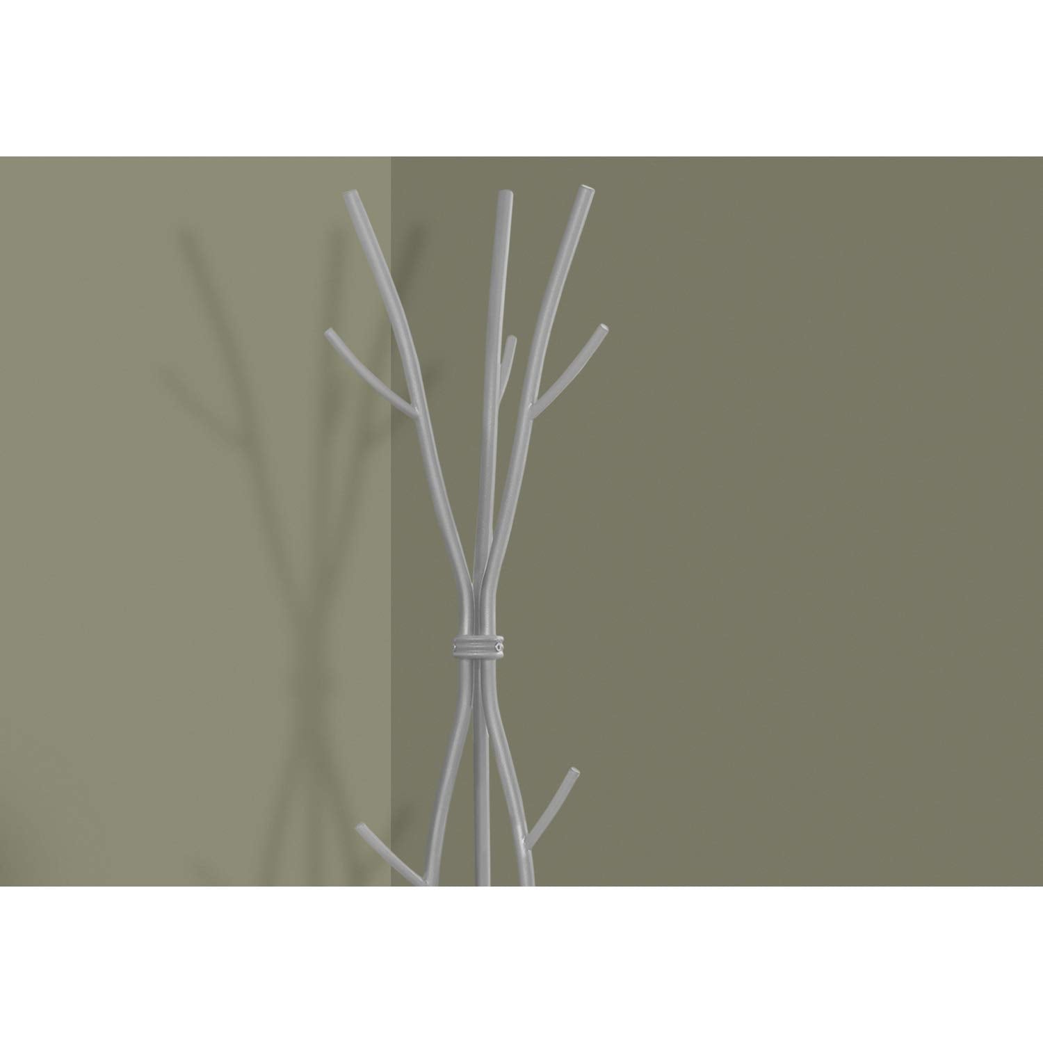 Monarch Specialties I 2061 Coat Rack, Hall Tree, Free Standing, 11 Hooks, Entryway, 74" H, Bedroom, Metal, Grey, Contemporary, Modern