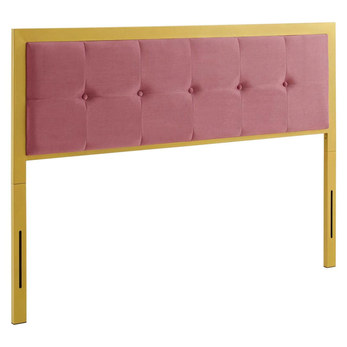 Modway Teagan Tufted Performance Velvet Headboard, Queen, Gold Dusty Rose