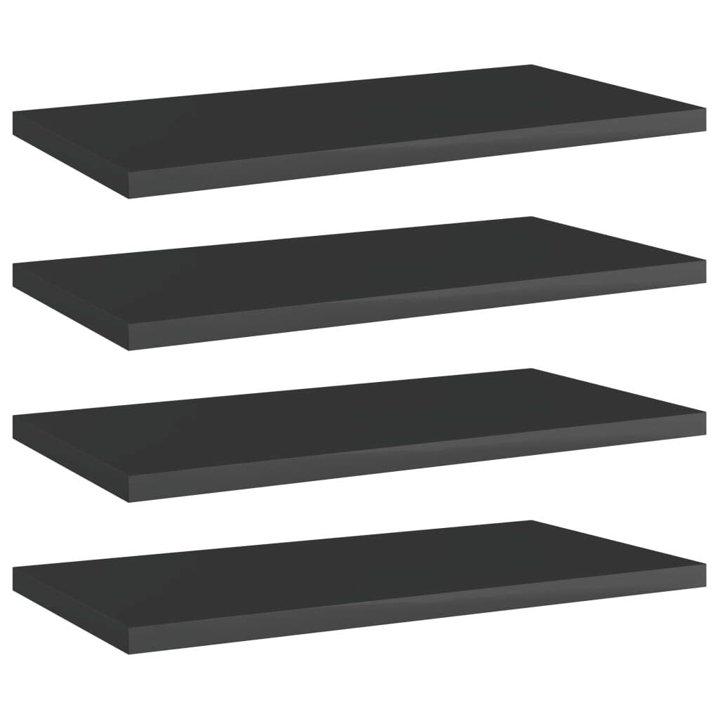 vidaXL Floating Shelves 4 Pcs, Wall Shelving with Invisible Mounting System, Display Shelf, Wall Shelf Unit, Modern, High Gloss Black Engineered Wood