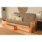 Kodiak Furniture Lodge Futon with Linen Fabric Mattress in Natural/Stone Gray