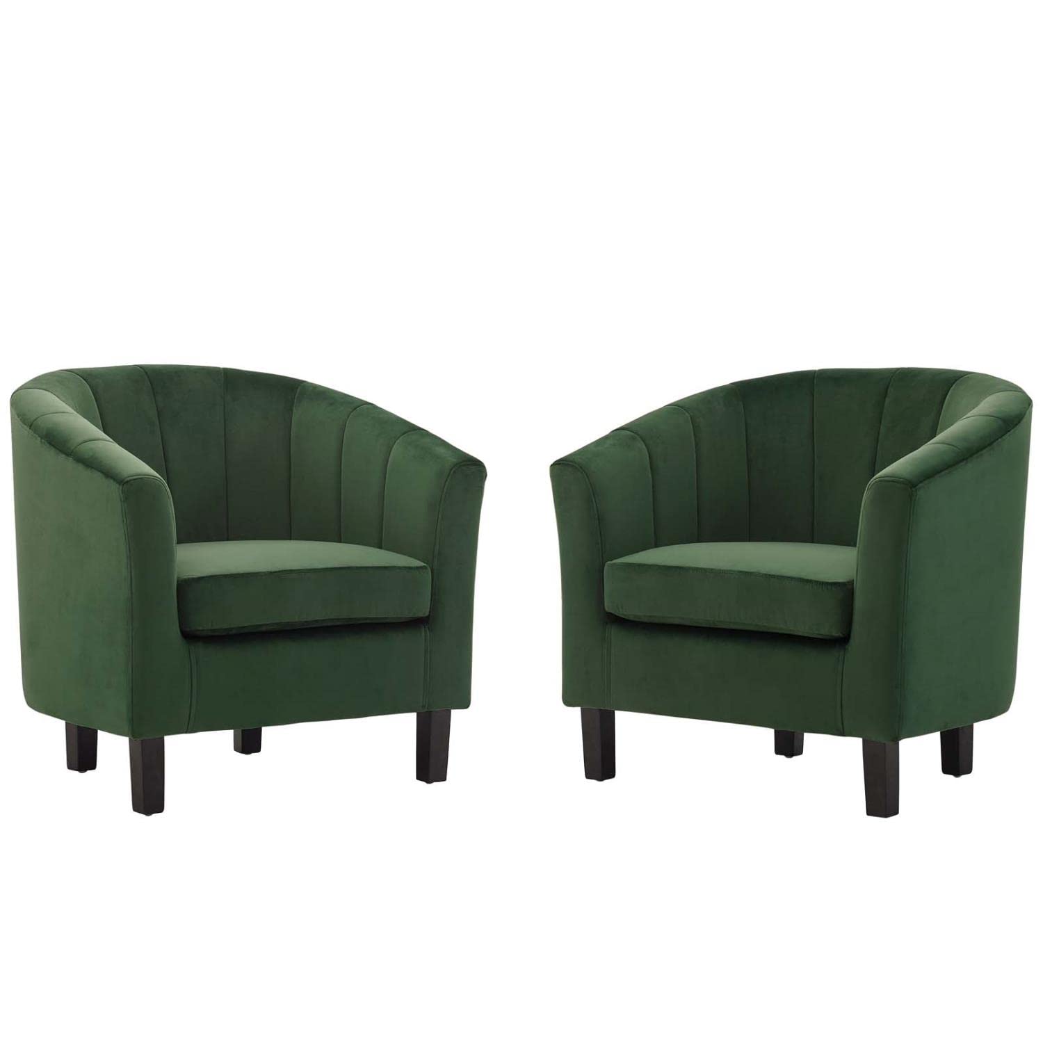 Modway Prospect Channel Tufted Performance Velvet Armchair Set Of 2, Emerald