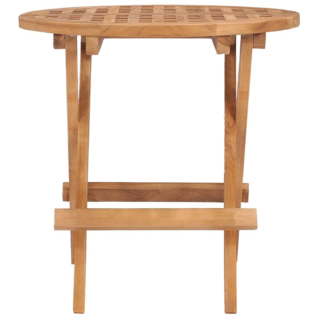 vidaXL Solid Teak Wood Folding Patio Table - Stylish 19.7" Round Table for Outdoor/Indoor Use, Fine Sanded Wood Finish, Space-Saving Design