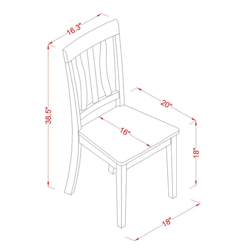 East West Furniture ANC-OAK-W Antique Dining Room Chairs - Slat Back Wooden Seat Chairs, Set of 2, Oak