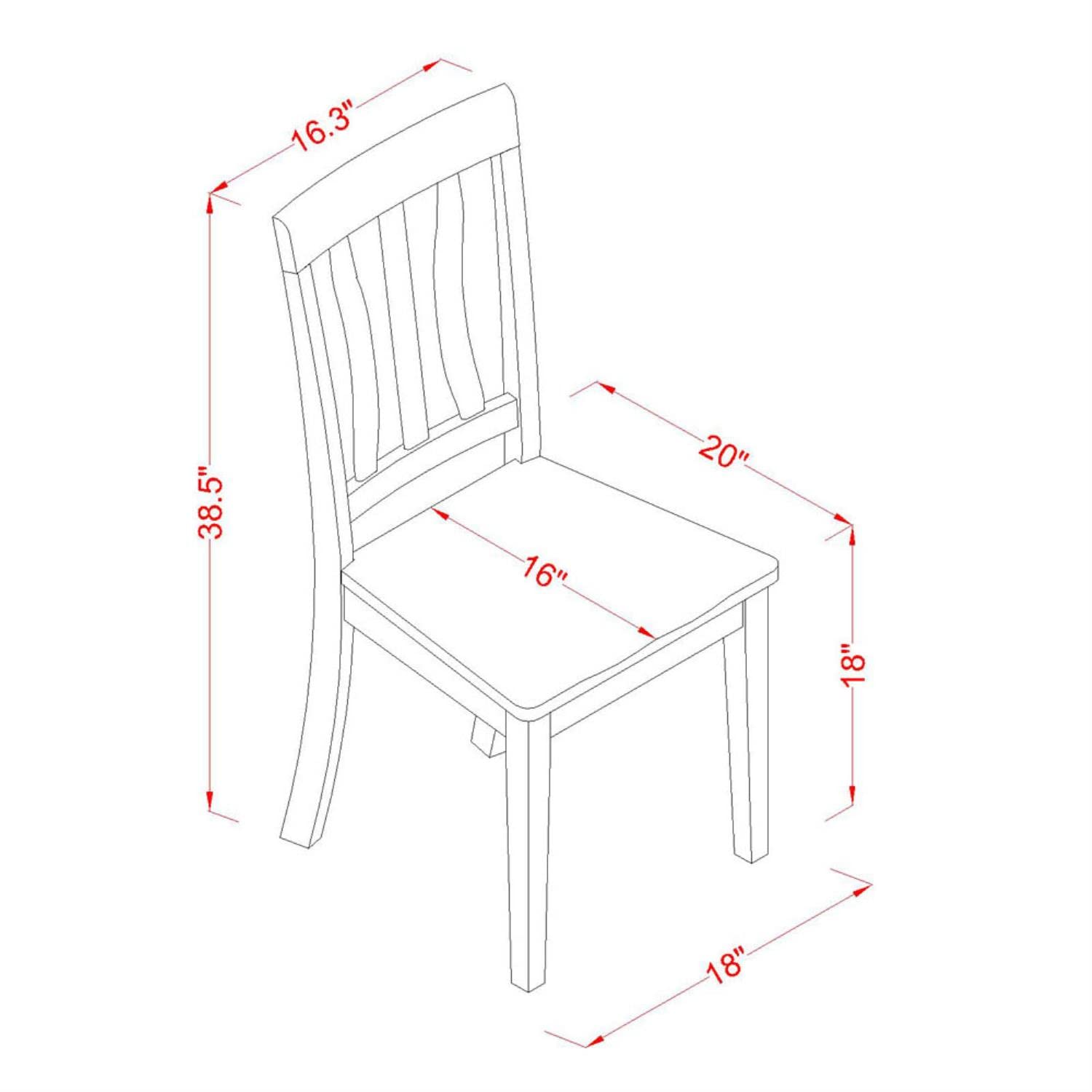 East West Furniture ANC-OAK-W Antique Dining Room Chairs - Slat Back Wooden Seat Chairs, Set of 2, Oak