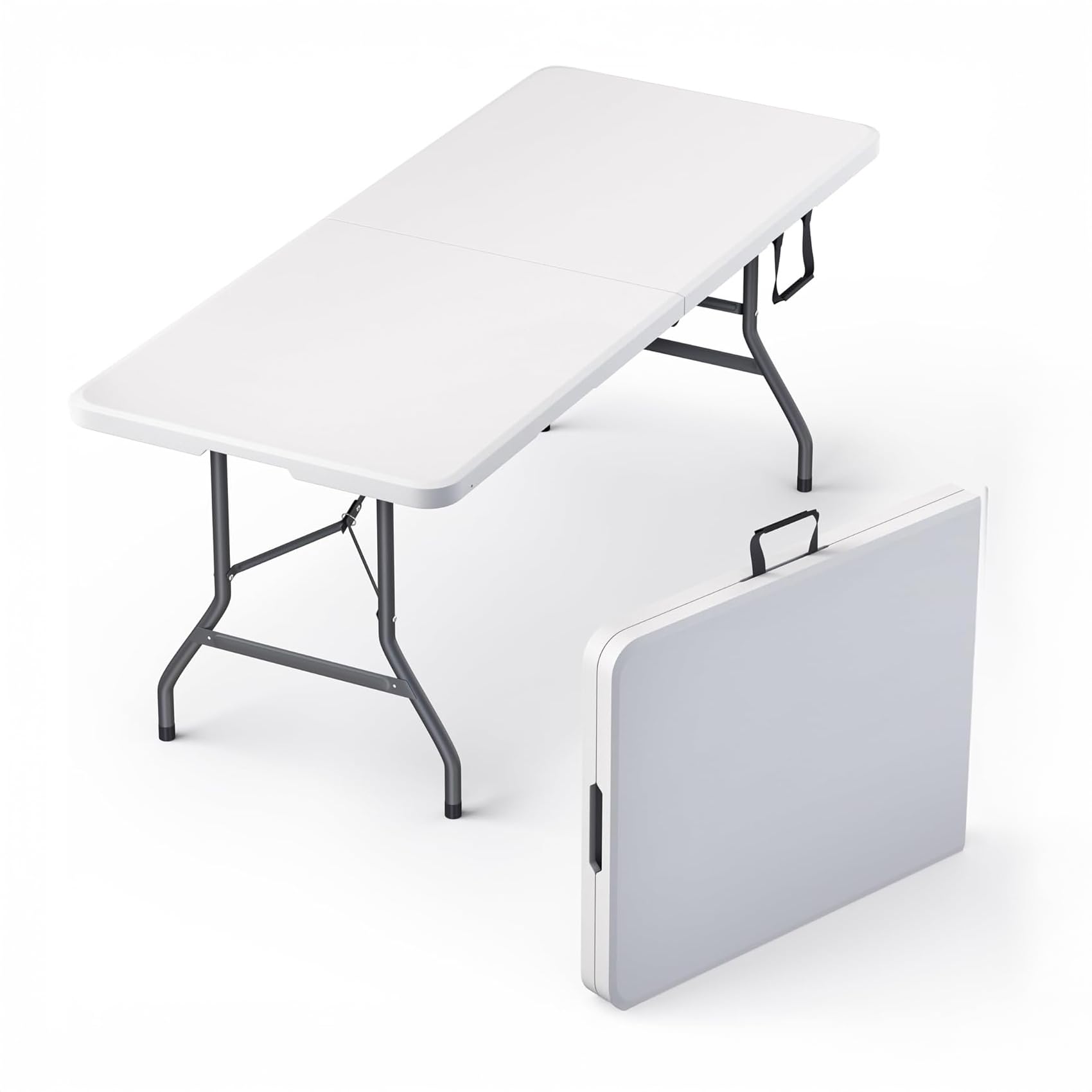 6 Feet Foldable Table with Built in Handle & Steel Legs | Heavy Duty Portable | Perfect for Party, Dining, Wedding, Events, Picn