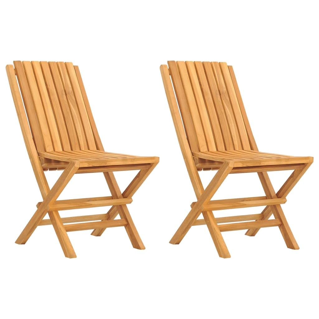 vidaXL Solid Teak Wood Folding Patio Chairs - Portable Garden Seating - Outdoor Dining Seat - Waterproof, Comfortable and Stylish - Easy Storage
