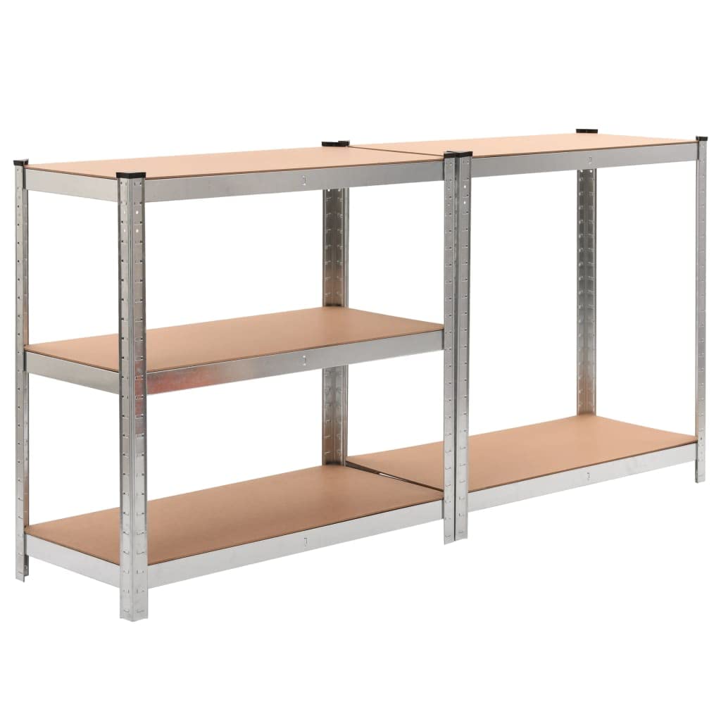 vidaXL Shelf 2 Pcs 5-Layer Silver Steel and Engineered Wood - Adjustable Height, 2921.1 lb Capacity, 35.4&quot; x 17.7&quot; x 70.9&quot; for Office, Bedroom, Garage