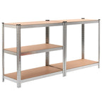 vidaXL Shelf 2 Pcs 5-Layer Silver Steel and Engineered Wood - Adjustable Height, 2921.1 lb Capacity, 35.4" x 17.7" x 70.9" for Office, Bedroom, Garage