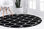 Unique Loom Trellis Frieze Collection Area Rug - Rounded (5' 1'' Round Black/Ivory)