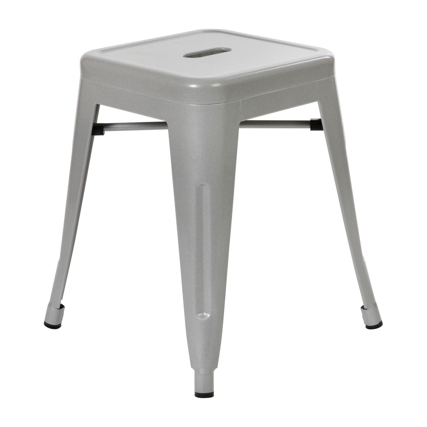 Flash Furniture Metal Dining Table Height Stool - Backless Silver Kai Commercial Grade Stool - 18 Inch Stackable Dining Chair - Set of 4