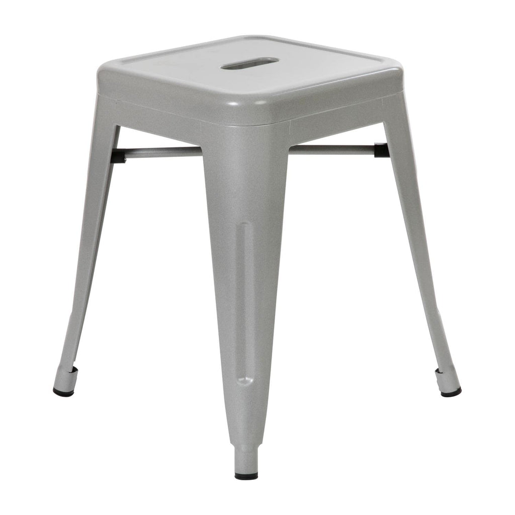 Flash Furniture Metal Dining Table Height Stool - Backless Silver Kai Commercial Grade Stool - 18 Inch Stackable Dining Chair - Set of 4