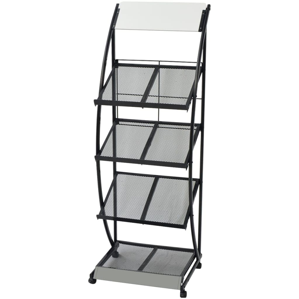 vidaXL Magazine Rack 18.5&quot;x15.7&quot;x52.8&quot; Black and White A4