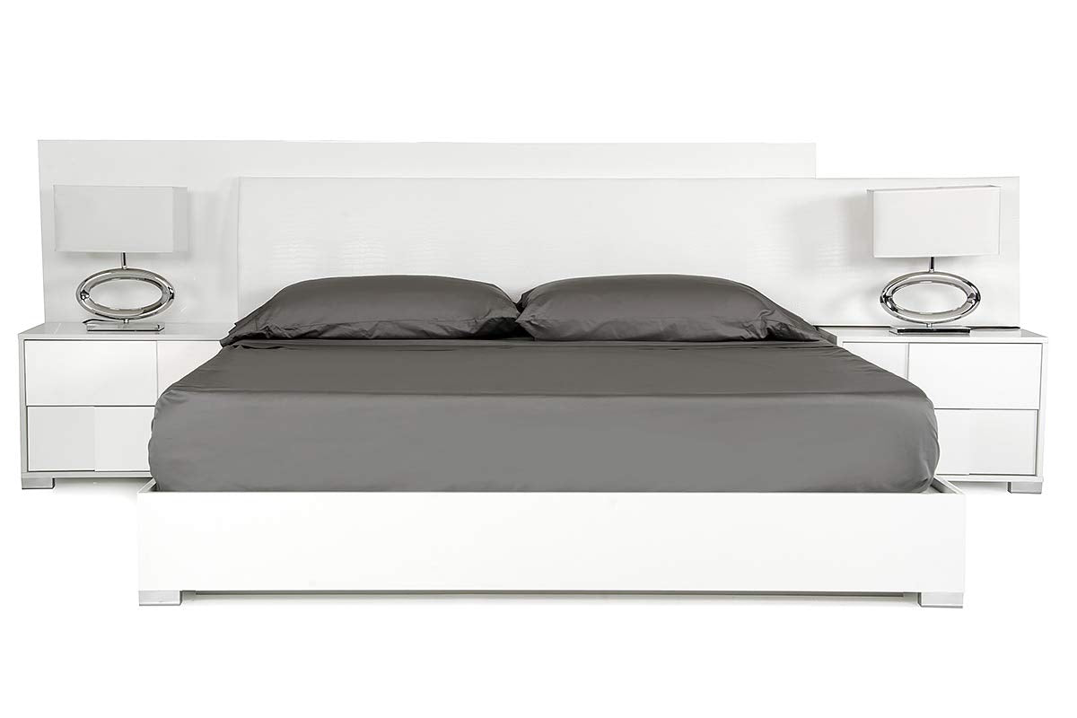 HomeRoots MDF, Steel Italian Modern White Queen Bed