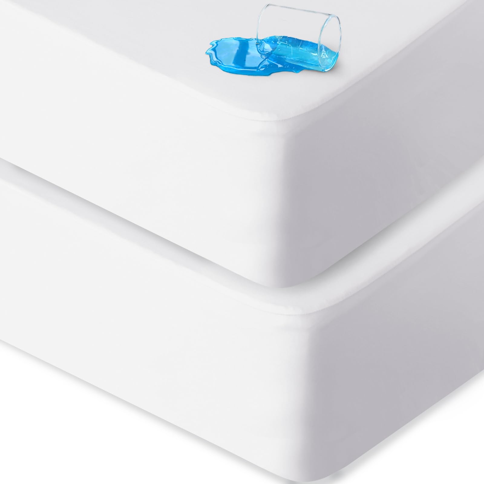 Twin Mattress Protector Waterproof 2 Pack, Noiseless & Soft Coverage Mattress Fitted Sheet Twin With Deep Pocket Up To 14', Sup