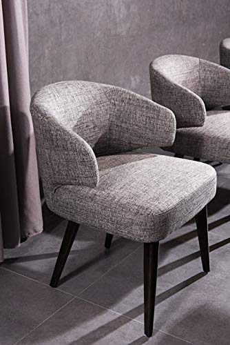 HomeRoots 31&quot; Grey Fabric Upholstered Dining Chair with Wood Legs