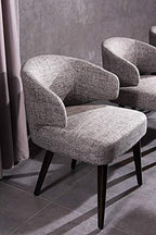 HomeRoots 31" Grey Fabric Upholstered Dining Chair with Wood Legs