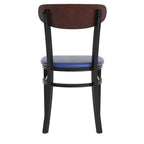 Flash Furniture Wright Commercial Dining Chair 519 LB. Capacity Black Steel Frame-Integrated Footrest, 1 Pack, Walnut Wood Back/Blue Vinyl Seat