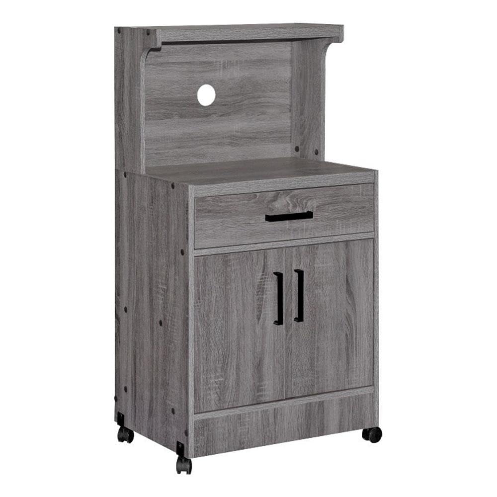 Better Home Products Shelby Kitchen Wooden Microwave Cart in Gray