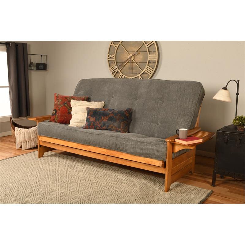 Kodiak Furniture Phoenix Queen-Size Butternut Wood Futon-Thunder Gray Mattress