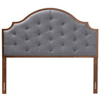 Baxton Studio Premala Classic and Traditional Grey Fabric and Walnut Brown Finished Wood King Size Headboard