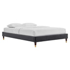 Modway Harlow 79" King Performance Velvet Platform Bed Frame In Charcoal