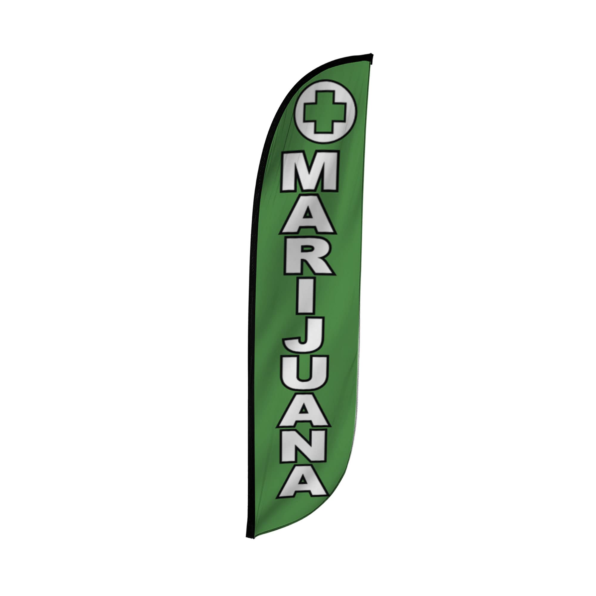 Lookourway Feather Flag - 12Ft Tall Advertising Flag Banner For Business And Events Promotion - Flag Only - Marijuana (10M120030
