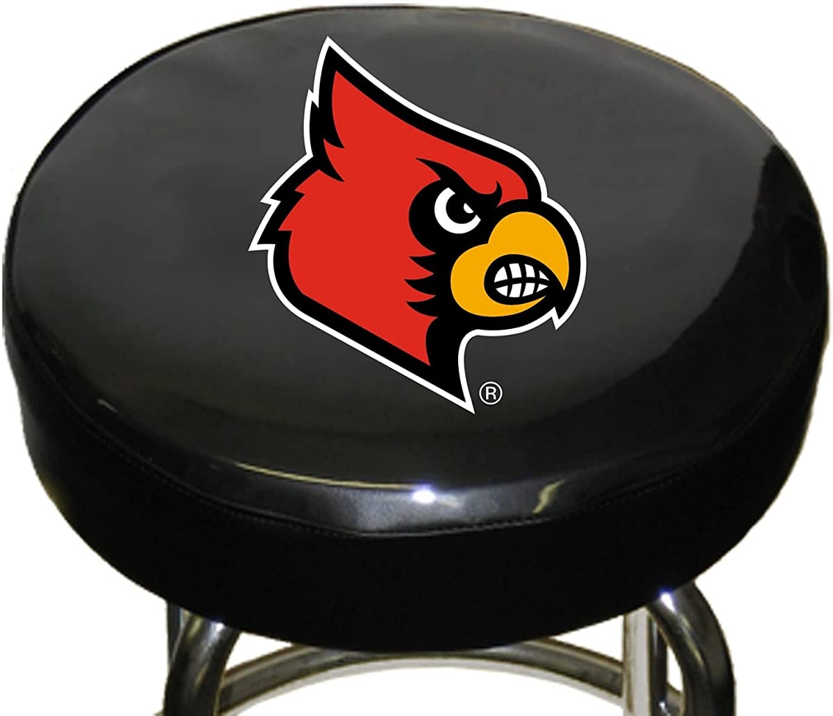 Fremont Die NCAA Louisville Cardinals Bar Stool Cover, 14.5&quot; Diameter, 14.5&quot; Diameter, 3.5&quot; Thickness, Black/Team Colors