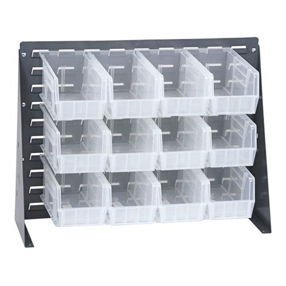 Quantum Storage Systems QBR-2721-230-12CL Ultra Bin Complete Bench Rack Package with 12 Ultra Bins, 27 x 8 x 21 , Clear