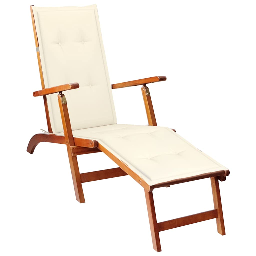 Solid Acacia Wood Patio Deck Chair - Thumbnail 5