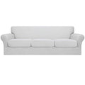 Easy-Going 4 Pieces Oversized Stretch Soft Couch Cover For Dogs - Washable Sofa Slipcover For 3 Separate Cushion Couch - Elastic Furniture Protector For Pets, Kids Snow White