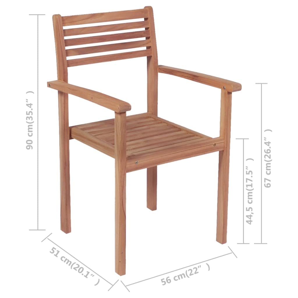 vidaXL Solid Teak Wood Patio Chairs with Taupe Cushions - Weather-Resistant, Stackable, Outdoor Garden Furniture Set for Home, Office, Bar, Cafe