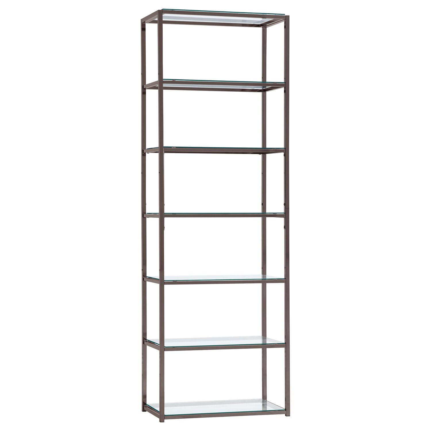 Coaster Furniture Book Case Coaster Contemporary Black Nickel Finished Metal Bookcase with Glass Shelves 14&quot; D x 26&quot; W x 77.75&quot; H 801017