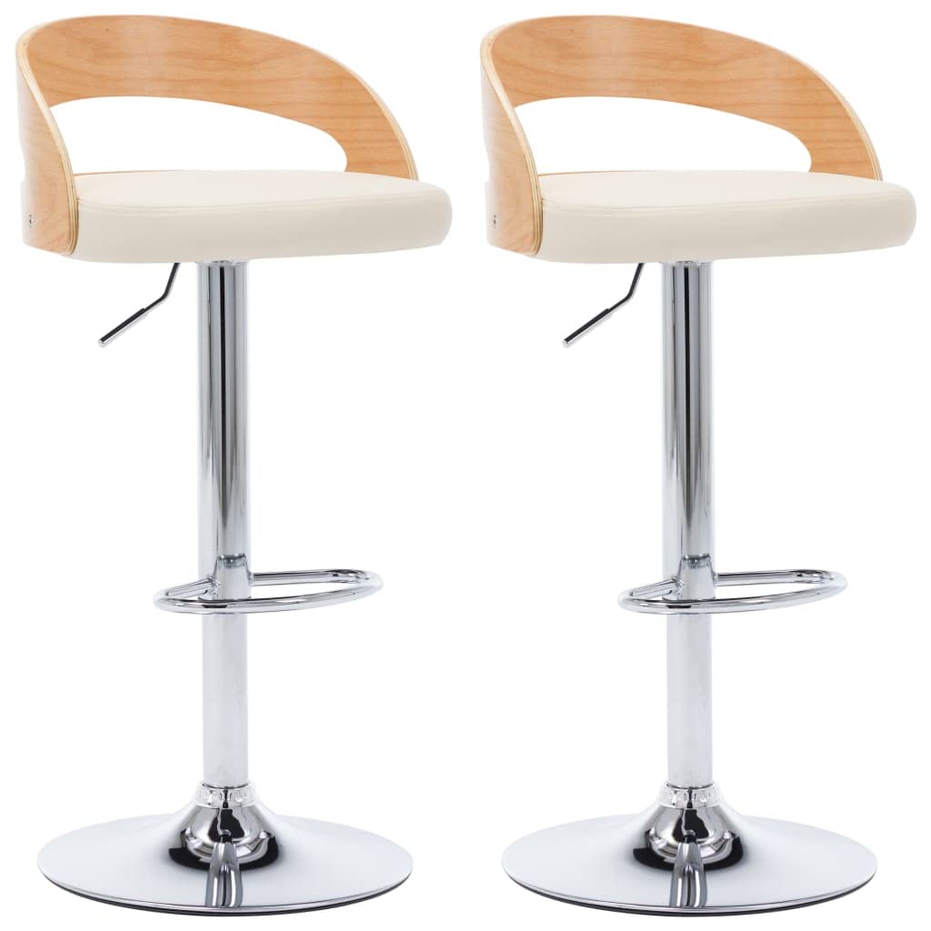 vidaXL Set of 2 Cream Bentwood Bar Stools