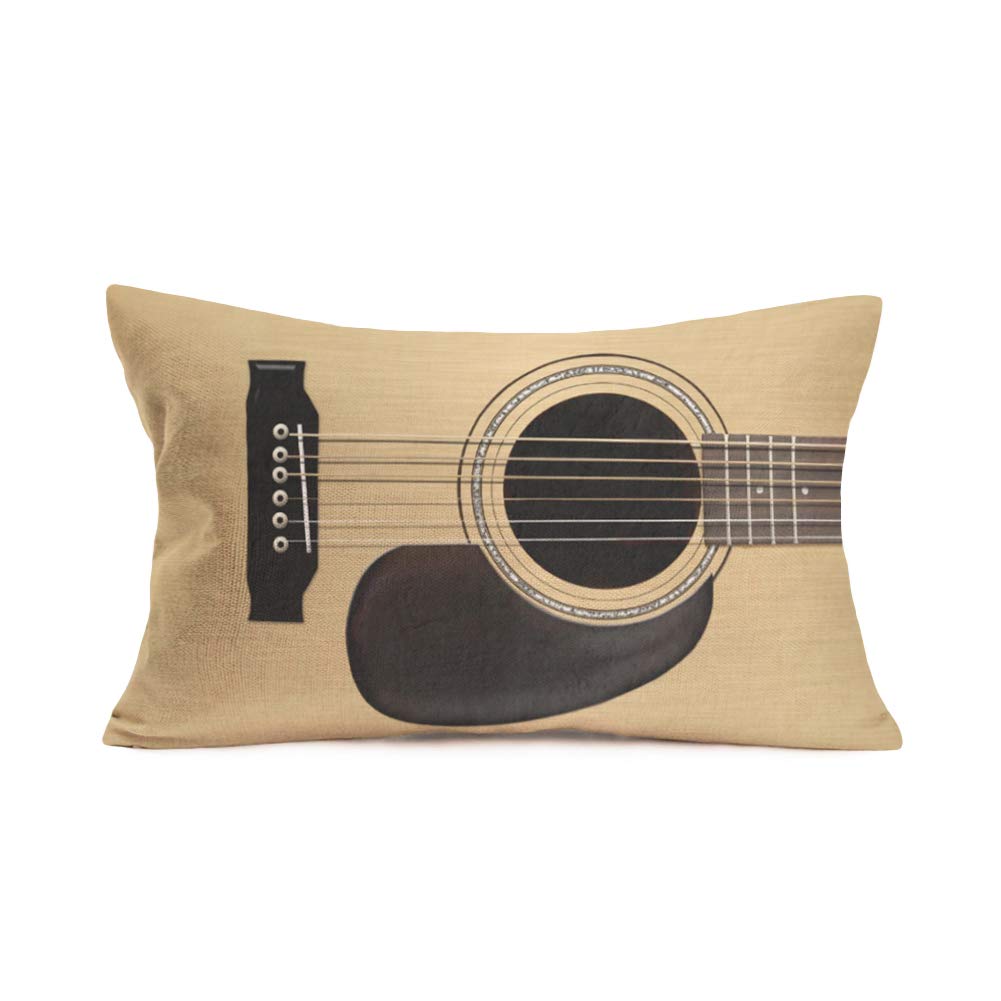 Doitely Vintage Guitar Throw Pillow Covers Music Musical Instruments Strings Decorative Pillow Cases Cotton Linen Modern Home De