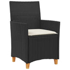 vidaXL Patio Chairs with Cushions, Set of 2 - Black Poly Rattan & Solid Acacia Wood, 23.2 x 24 x 35.4, Cream White Cushions, Ideal for Garden, Deck, Outdoor Seating - Durable, Weather-Resistant