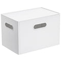 Anywish Collapsible Plastic Storage Bin with Lid, Stackable, White, S