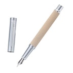 Silver Birch Forest Aluminum Fountain Pen Bent Nib (Fine To Broad) With Metal Box Fude Pen Set By Asvine