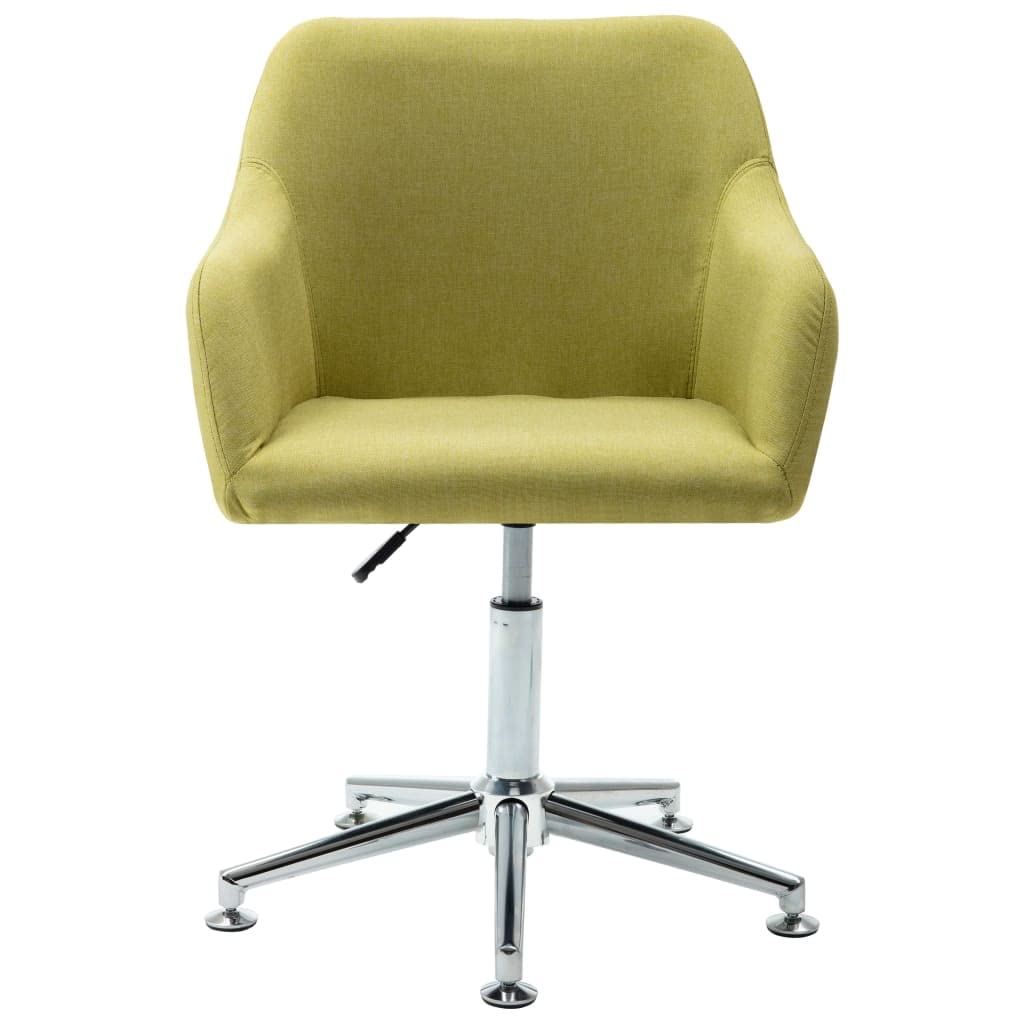 vidaXL Swivel Dining Chair: Green Fabric, Ergonomic Design with Adjustable Settings, Suitable for Living Room, Bedroom, Lounge, Office, and Dining Room; Easy Assembly