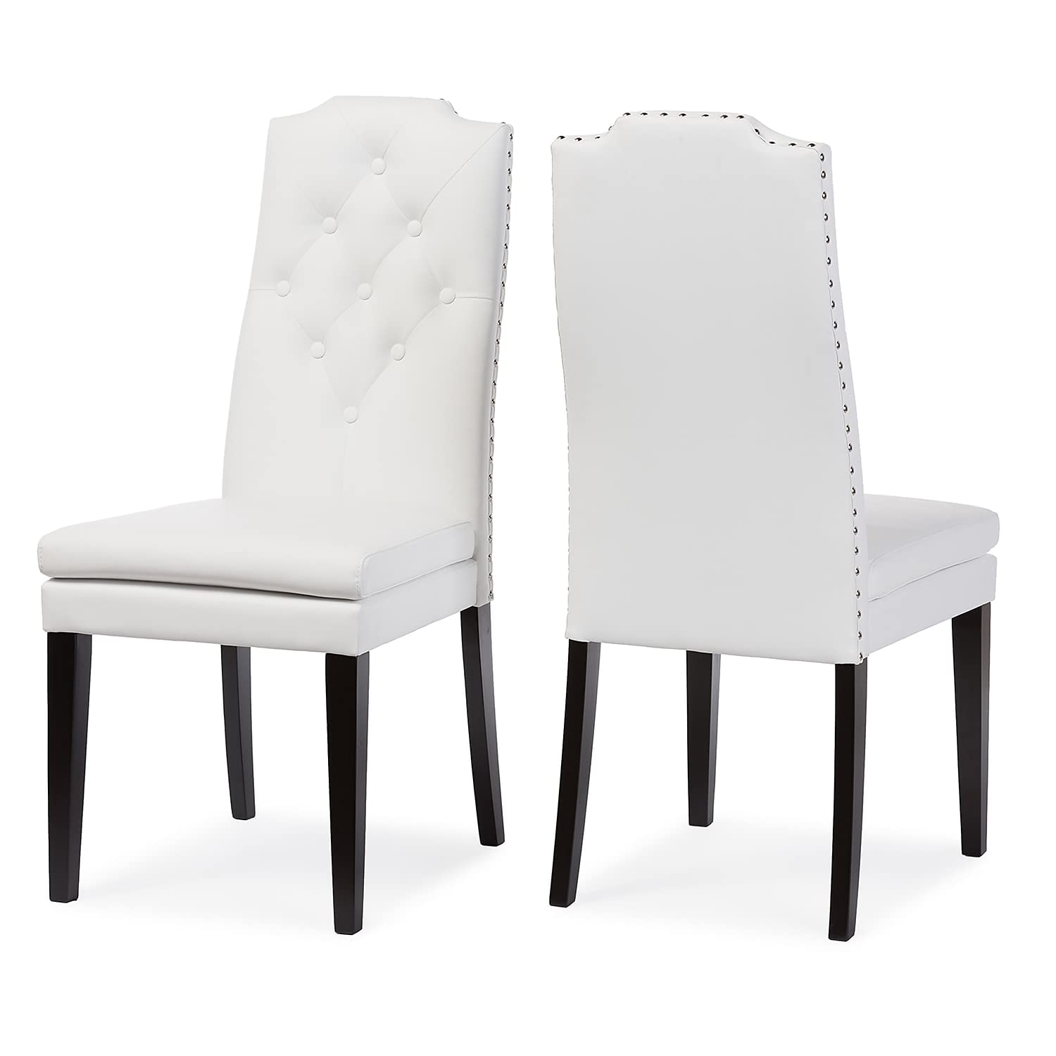 Baxton Studio Dylin Contemporary Faux Leather Dining Chair, White, 2/Pack (120-2P-6601-HIT)