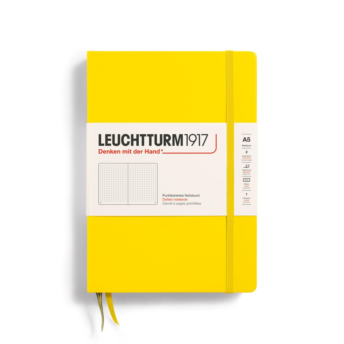 Leuchtturm1917 - Notebook Hardcover Medium A5-251 Numbered Pages For Writing And Journaling (Lemon, Dotted)