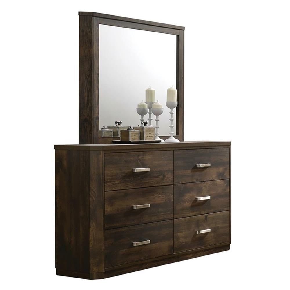 Acme Elettra Mirror In Antique Walnut