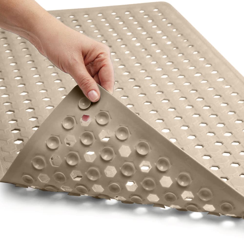 Gorilla Grip Patented Bath Tub Shower Mat, 35x16 Washable Bathtub Floor Mats, Suction Cups and Drain Holes to Keep Tubs Clean, B